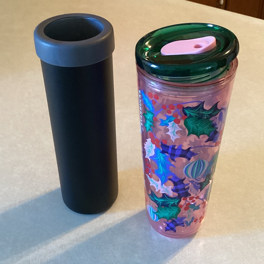Hydro Flask Black Tandem Cooler Cup 26 oz & Starbucks Glass